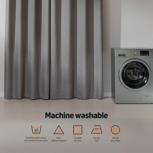 Amazon Basics Faux Linen Blackout Curtains for Bedroom and Living Room, 2-Piece Set with Grommets, 42" W x 72" L, Grey - color: Grey, size: 42"W x 72"L (Pack of 2)