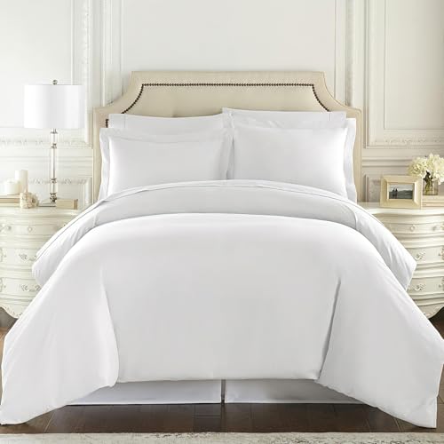 King Bed Duvet Cover 104"x90", 3Pcs Soft Breathable Duvet Cover Set with Zipper Closure & 2 Pillow Shams 24"x40" (White, King (U.S. Standard)) - color: White, size: King (U.S. Standard)