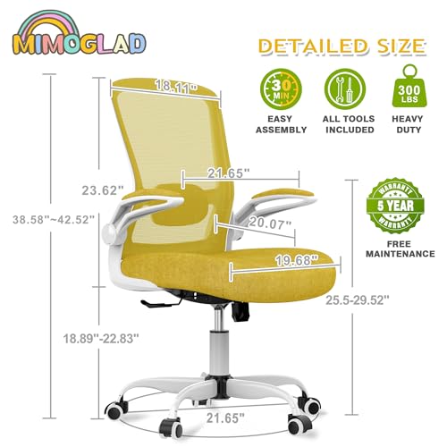 Mimoglad Ergonomic High Back Mesh Office Chair, Adjustable Lumbar Support, Thickened Seat Cushion (Modern, Jasmine) - color: Jasmine