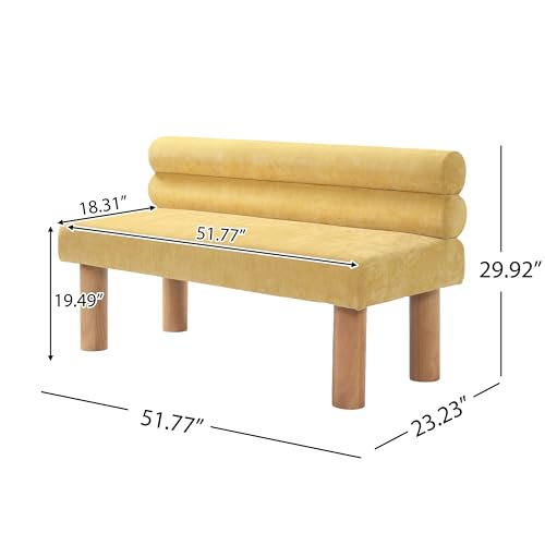 Christopher Knight Home Wally Fabric Upholstered Dining Bench, Long Dining Room Chair, Wooden Entryway Bench, Bedroom End of Bed Bench, Yellow+Natural - color: Yellow+natural