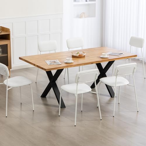 Sidanli Stackable Armless Chairs Set of 4, Small Upholstered White Chairs | Easy to Stack , Breathable Fabric Cushion, Armless Design, Support 300LBS, Use for Waiting Office Break Room Lobby - color: White
