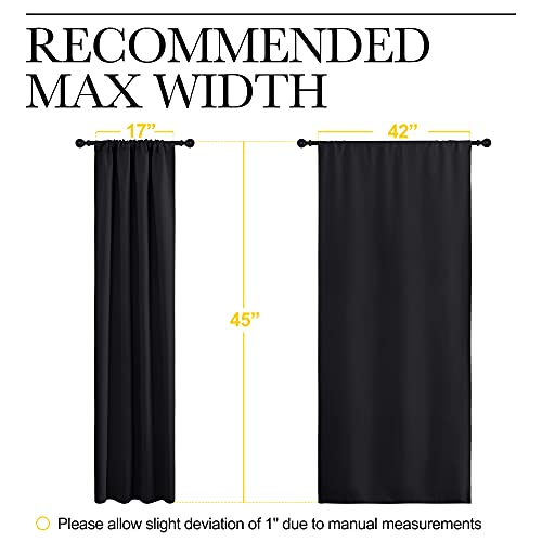 NICETOWN Black Out Short Curtain Panels for Kitchen - Energy Smart Decoration Thermal Insulating Blackout Drapes/Draperies for Bathroom Small Window (2 Panels,42 in x 45 in (W x L)) - color: Black, size: 42"W x 45"L (Pack of 2)