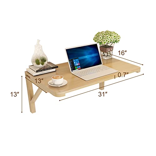 Heavy Duty Drop Down Table Pine Wood Wall Mounted Folding Table Large Laundry Folding Table Collapsible Folding Desks For Small Spaces Wall Mounted Workbench Space Saving With Screws ( Size : L31inchx - size: L31inchxW16inch