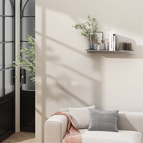 16 inch Gray Floating Shelf for Wall Organizer & Storage, Display Shelf, Metal Wall Shelf for Bathroom, Living Room, Kitchen, Bedroom - color: Grey, size: 16 in
