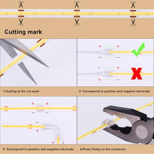 BENLUN 12V COB LED Under Cabinet Strip Lighting Cuttable 32.8ft for Kitchen | 3000K Warm White LED Strip Lights Dimmable Adhesive 8W/M CRI 93 with Dimmer and Power Supply for Bookcase Shelf Display - color: Warm White 3000K