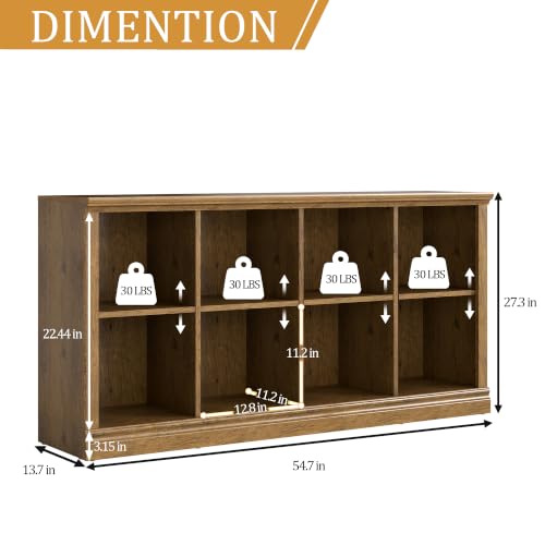 blini 8-Cube Storage Organizer, Vintage Oak Wood Bookshelf with Open Shelf, Modern Bookcase for Bedroom, Living Room, Office & Entryway - color: Vintage Oak, size: 8-Cube
