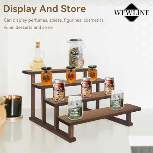 WEWLINE Tired Wooden Spice Rack for Kitchen | 4-tier, countertop, detachable , space saving organizer for cupcake, perfume