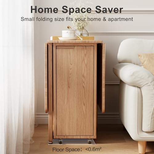 AnywaysWood Folding Dining Table with 2 Foldable Chairs Set, Space Saving Extendable Solid Wood Drop Leaf Table for Kitchen Dining Living Room Small Spaces Easy Assembly (55.12"×31.5"×30.1") - size: 1 table2 Chairs log wood
