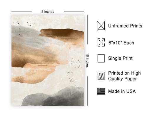 Poster Master Abstract Flow Poster - Neutral Watercolor Painting Print - Abstract & Mid Century Modern Art - Aesthetic & Chic Boho Art - Minimal Living Room Decor - 8x10 UNFRAMED Wall Art - color: Style-07, size: 8"L x 10"W