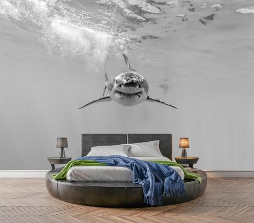 Eierme-Ferocious Great White Shark Mural Wallpaper Peel and Stick 90" x 67" - color: No.13, size: 90" x 67"