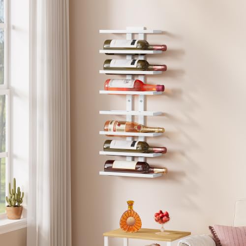 Hoctieon 8 Tier Wall Mount Wine Rack, Wall Racks for Wine Bottles Display and Storage, Hanging Bottle Organizer for Living Room, Kitchen, Wine Cellar, Bar, White - color: White, size: 1 Pack (8 Bottles)