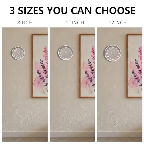 8 Inch Modern Wall Clocks Battery Operated - Silent Non Ticking Quartz Analog Clock with Large Numbers Burlap Texture, Digital Wall Clock for Bedroom Living Room Kitchen Office Gym, White - color: White Brown, size: 8 Inch