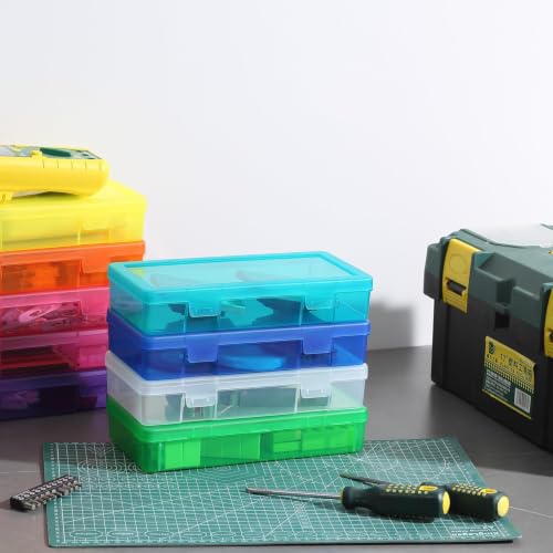 9 Pack Plastic Hobby Art Craft Organizer (Medium) | Transparent View,Stackable,Clear,Space-Saving,Durable,See Through,Plastic,Dust Protection,Colorful - size: Medium&Color-9 Pack