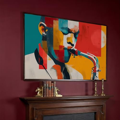 Framed Music Wall Art Canvas - Medium and Large Music-Themed Prints for Living Room, Office, Studio, Airbnb, Café Décor (Colorful Jazz Art, 35" L x 53" W - Walnut Frame) - color: 다채로운 재즈 아트, size: 35"L x 53"W - Walnut Frame
