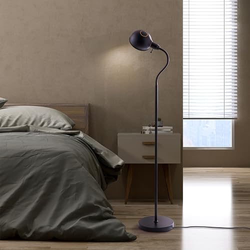 O'Bright Adjustable Floor Lamp with Flexible Gooseneck and Rotatable Shade, E26 Socket, 10-Inch Base - Ideal for Reading, Bedside, Living Room, Brushed Nickel - color: Antique Brass