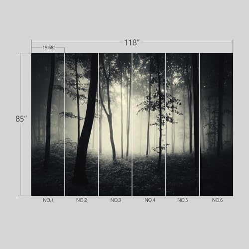 Dark Enchanted Misty Forest Wallpaper Peel and Stick wall Mural for Bedroom Living Room - 85"x118" - color: B04, size: 85"x118"