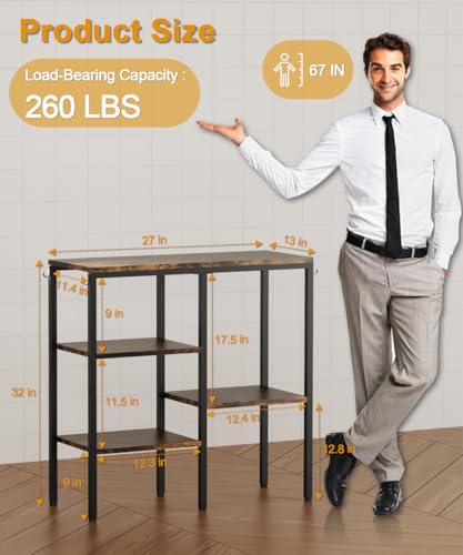4-Tier Kitchen Microwave Oven Stand, Adjustable Coffee Bar Station for Small Appliance, Baker's Rack with 4 Hooks & 7 Storage Shelves for Kitchen, Living Room, Black - color: Black