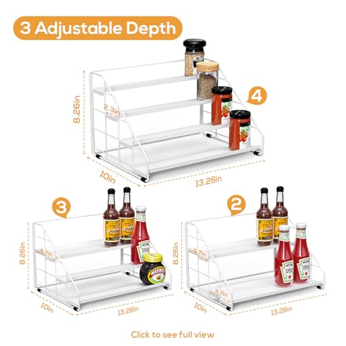 Spice Rack Organizer for Cabinet, 4 Tiered Spice Rack Organizer, Tiered Adjustable Spice Shelf for Kitchen (White-2Pcs) - color: White-2Pcs