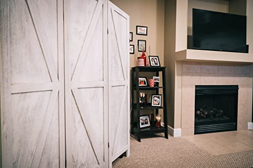 Premium Home 6-Panel Room Divider – Rustic White Barn Door, K Pattern Folding Privacy Screen, Partition Wall - color: Rustic White - K Pattern - 6 Panel