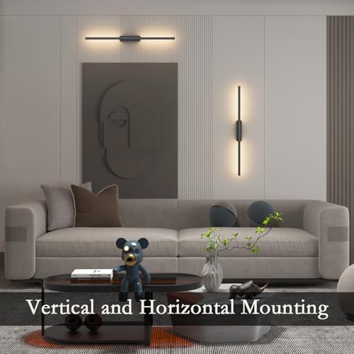 23.6In Battery Operated Wall Sconces Set of Two,10000mAh Rechargeable Sconce 3 Colors Dimmable Wireless Sconces for Living Room - size: 23.6Inch