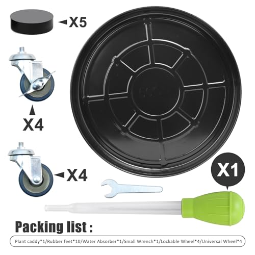 1 Pack 20 Inch Metal Plant Caddy With Lockable Wheels,Plant Stand Dolly for Heavy Planter,Wheeled Planter Saucer Tray,Rolling Plant Stand,Heavy-Duty Plant Caddy for Indoor and Outdoor(Black) - color: Black, size: 20 INCH 1PACK