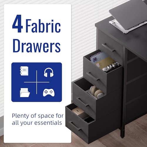 Pamray 32 Inch Computer Desk with 4 Drawers Small Office Desk for Home Bedroom Study Writing Simple Modern Computer Table Grey - color: Grey