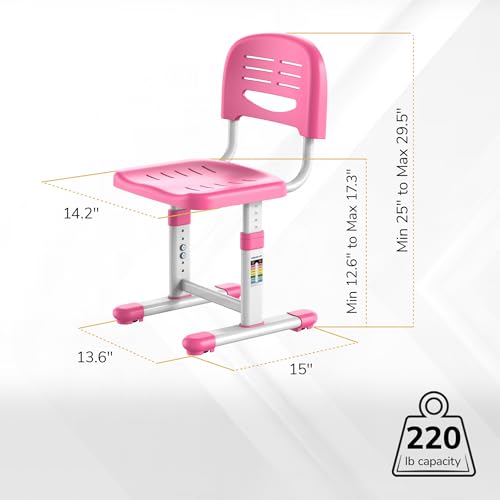 Mount-It! Kids Desk and Chair Set, Height Adjustable Sturdy, Girl Desk, Child Study Desk and Chair Set for Boys, Table for Art, Home School, Drafting, Ergonomic with Storage Drawer, Pink - color: Pink