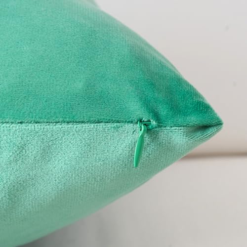 Velvet Decorative Throw Pillow Covers, Soft Square Cushion Case Home Decor for Living Room Couch Bed Sofa, Set of 2 Pack, Aqua Green, 18x18 Inch - color: Aqua Green, size: 18" x 18" (Pack of 2)