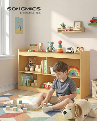 SONGMICS Kids' Toy Storage Shelf, Montessori Shelf with 5 Compartments | Storage Unit for Children's Room Playroom, Beech Beige, CUSTOS Collection, UGKR052YZ01