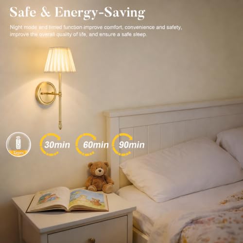 Battery Operated Wall Sconces with Dimmable Led Bulds and Remote | Gold Wireless Wall Lights Set of 2, Fabric Rechargeable 10000mAh Wall Mounted Lamp for Bedroom, Living Room, Hallway - color: Gold