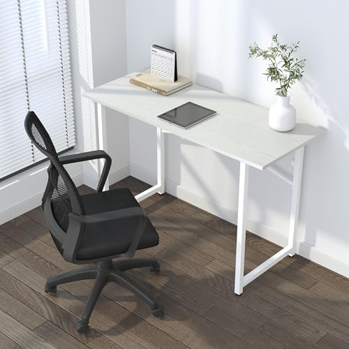 Lutown-Teen Folding Desk 47 inch No Assembly Required, White | Home Office Table for Small Spaces, Writing Gaming Computer Camping Desk - color: White, size: 47 Inch