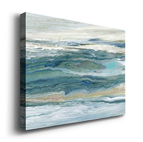 Renditions Gallery Canvas Nature Wall Art Home Paintings & Prints Blue Rough Aqua Marble Modern Watercolor Abstract Minimalist Artwork Decor for Bedroom Office Kitchen - 18"x27" LT33 - color: Blue Marble, size: 27"L x 18"W
