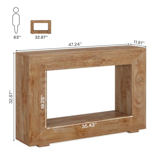 Tribesigns Farmhouse Console Table, 47 Inches Entryway Console Table with Storage, Industrial Hallway Accent Table for Living Room, Entrance - color: Natural Wood
