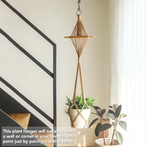 4 Pack Macrame Plant Hangers Indoor Up to 10 inch Pot, Boho Hanging Planters, Plant Holder with 8Pcs Stainless Steel Hooks - color: 4pcs Caramel Hanger