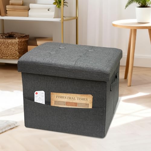 ALASDO Storage Ottoman Footrest Stool Small Ottoman with Storage Foldable Ottomans Foot Rest Footstool Bench for Living Room 17x13x13inches Grey - color: Grey
