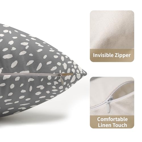 Antelope Gray Lumbar Pillow Covers 12X20 Inch Neutral Animal Faux Fawn Decorative Pillow Cases Modern Euro Cotton Linen Throw Pillows Set of 2 Farmhouse Home Decor for Couch Porch Outdoor - color: 4-gray Fawn, size: 20" x 12" (Pack of 2)