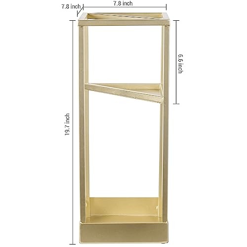 MyGift 20 Inch Brass Tone Metal Umbrella Stand with Drip Tray | Freestanding Rain Gear Storage - Long Short Umbrellas Canes Walking Sticks Entryway Lobby Office Floor Standing Drip Catcher - color: Brass, size: 7.8″(Square)
