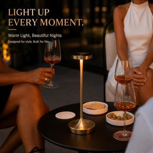 2 Pack Rechargeable Cordless Table Lamps 6000mAh LED Battery Table Light | 3 Color Stepless Dimmable Outdoor Waterproof Battery Operated Table Light for Restaurant Dining Patio (Titanium - color: Titanium 2