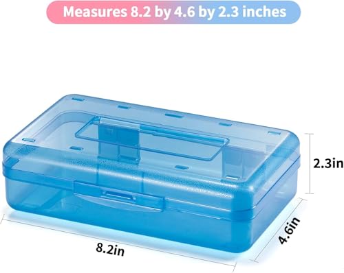 Sooez 3 Pack Pencil Case, Large Hard Pencil Box Bulk, Clear Crayon Box | Marker Pen Organizer, Plastic Storage Container with Snap Lid, Stackable Art Craft Organizer Back to School Supplies - color: Navy blue,Yellow,Dark gray