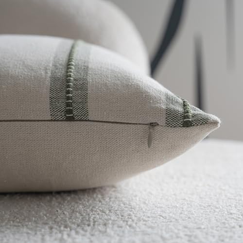 Cethom Boho Lumbar Pillow Covers 14x36 Long, Pack of 1, Olive Green Striped Decorative Body Pillowcase for Couch Bed, Textured Farmhouse Accent Cushion Covers for Living Room Bedroom Sofa Home Decor - color: Olive Green, size: 36" x 14" (Pack of 1)