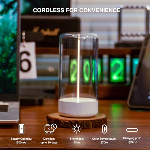Mini Minimalist Cordless Table Lamp, Rechargeable Ambient Light, White - color: White