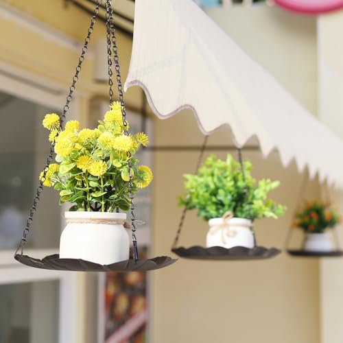 Hanging Planter for Indoor Outdoor, Plant Hanger, Hanging Plant Tray, | Plant Holder, Plant Pot Shelf Basket for Window, Wall, Ceiling, Garden with Chains and Hooks, 2Pcs - style: Leaf