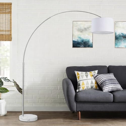 Major-Q Modern Arcing Floor Lamp - Tall Stand Up Arching Drum Shade - Large Contemporary Floor Lamp for Dining Rooms and Bedrooms - Corner Lamp for Office Lighting and Home Decor - color: XL-WHITE