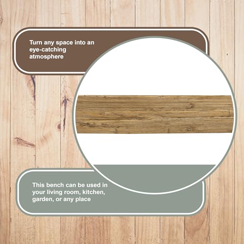 Artissance Rustic Natural Wood Noodle Bench, Long Wooden Entryway Bench, Weathered Farmhouse Indoor Outdoor Seating, End of Bed or Dining Room Bench Decor - size: 19H x 8W x 45L