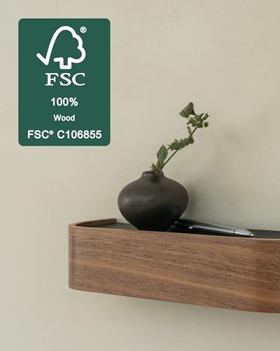 Kazai. Key Holder 'Toke' | Minimalist Key Hook Design from Berlin | Modern Key Holder Wall Mount with Wooden Shelf | Key Rack for Wall as Entryway Organizer | Walnut - color: Walnut, size: 6 Hooks