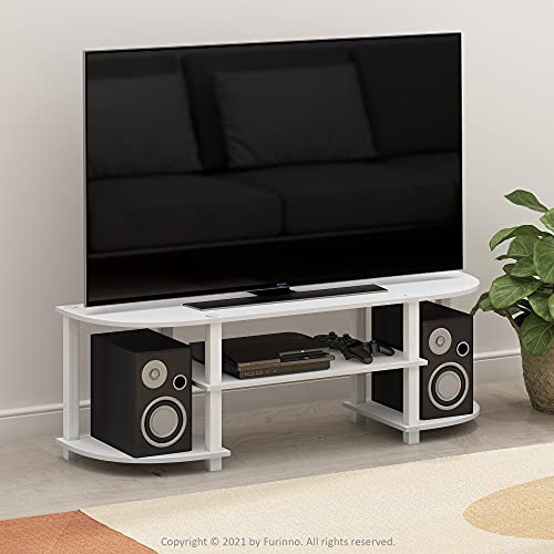 Furinno Turn-S-Tube Wide TV Entertainment Center, White | Toolless Entertainment Center with Open Storage Shelves, Media Console Table with Soundbar Shelf for Living Room, Bedroom - color: White, size: Wide