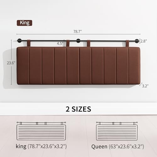 King Headboard Only, Wall Mounted Hanging Upholstered Bed Head Board | Modern Vertical Channel Design of Fine Linen, Elegant Brown Fluted Headboard for Bedroom (Brown, King Size ) - color: Linen/Brown, size: King