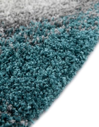 Rugs.com - Soft Touch Shag Rug – 4 Ft Round Turquoise Shag Rug – Plush Modern Swirl Design for Bedrooms and Nurseries - color: Turquoise, size: 4' (Round)