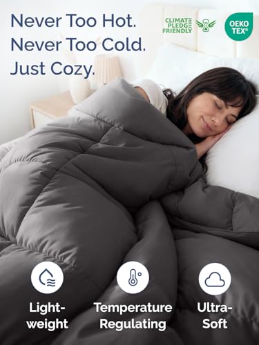 Comforter Cal King - Down Alternative Duvet Insert, Dark Gray, 102" x 96" | Soft & Comfy, Quilted White Comforter with Corner Tabs, Box Stitched Down Alternative Bedding for Men, Women, Kids & Teens - color: 03 - Gray, size: California King (102" x 96")