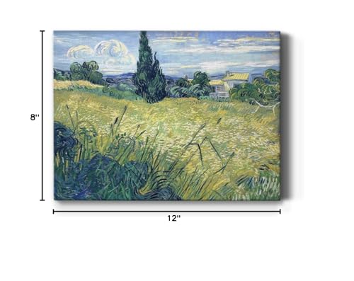 Renditions Gallery Green Wheat Field with Cypress by Vincent Van Gogh Printed, Famous Painting Reproduction, Premium Gallery Wrapped Canvas Print, Ready to Hang, 8 in H x 12 in W, Made in America - color: Green Wheat Field With Cypress, size: 12"L x 8"W